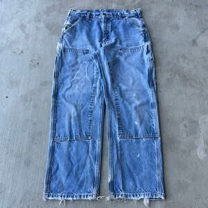 Vintage Y2K Carhartt denim blue jeans double knee work wear carpenter pants